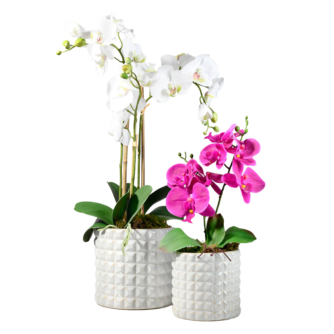 White Ceramic Studs Vase (5.25in)