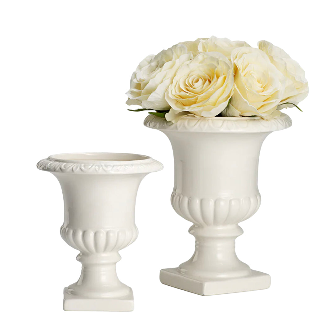 White Ceramic Urns (8.5in)